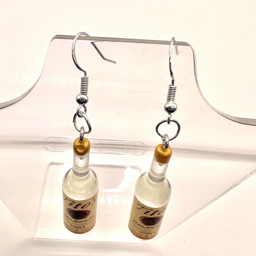 Tito’s Vodka Earrings - Alcohol Bottle Earrings - New Years Party Earrings - Picture 2 of 10